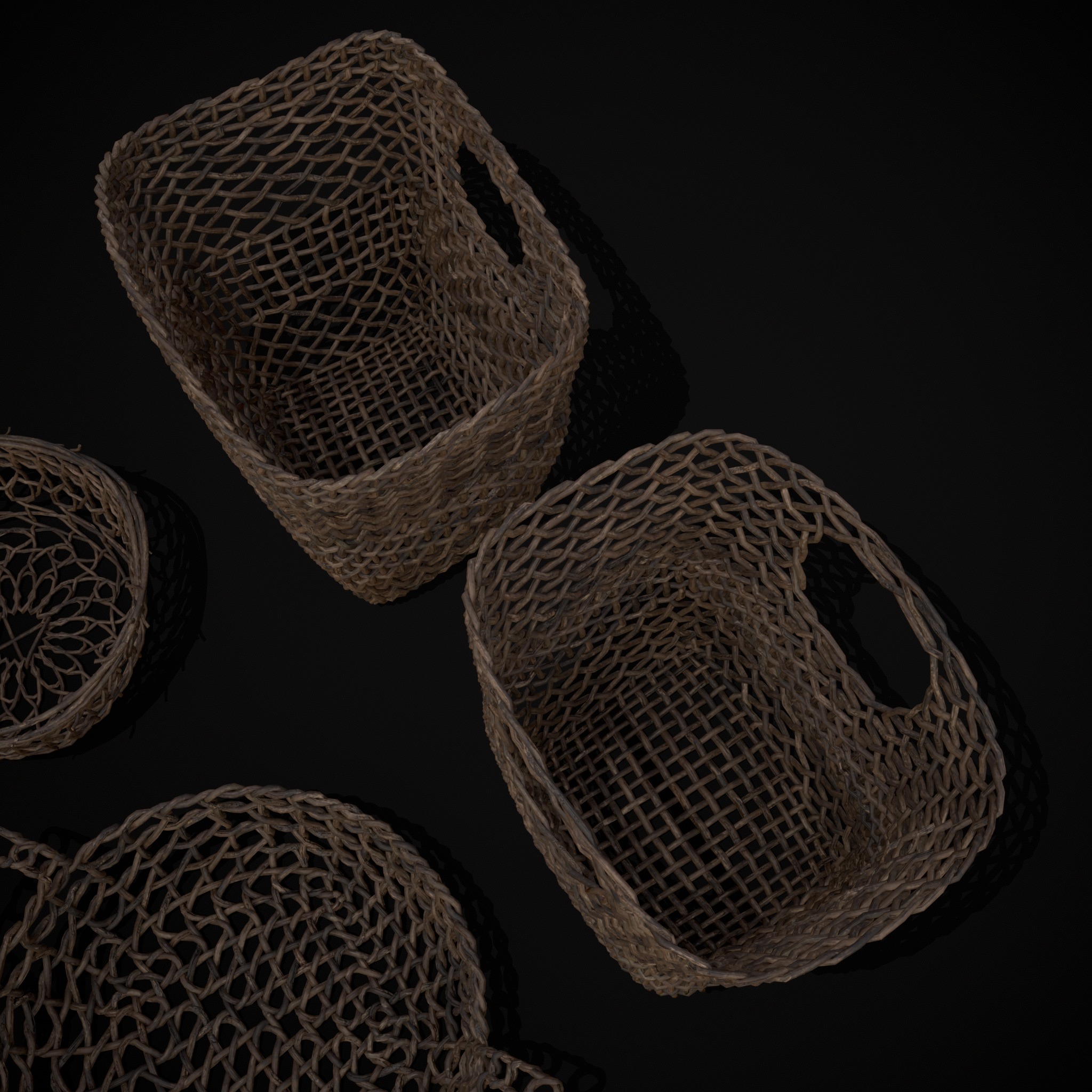 Medieval Woven Baskets Pack One Low-poly 3D model_15
