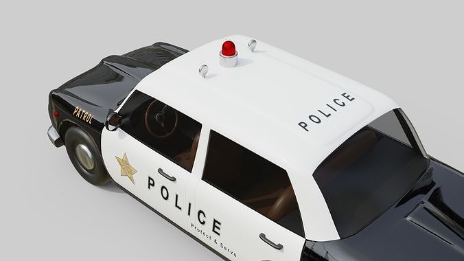 Vintage Police Car Game-Ready and Render Asset Low-poly 3D model 7