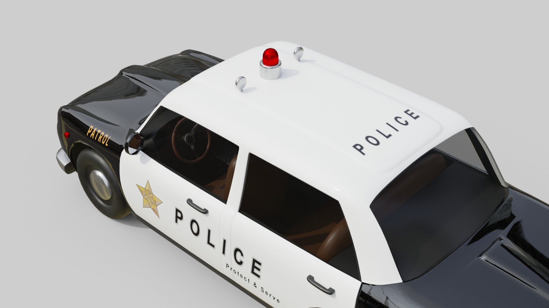 Vintage Police Car Game-Ready and Render Asset Low-poly 3D model_7