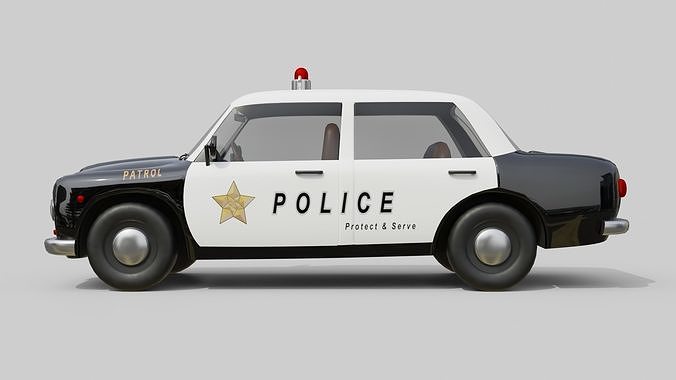 Vintage Police Car Game-Ready and Render Asset Low-poly 3D model 6