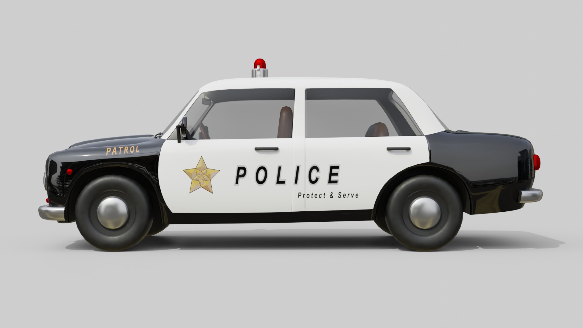 Vintage Police Car Game-Ready and Render Asset Low-poly 3D model_6