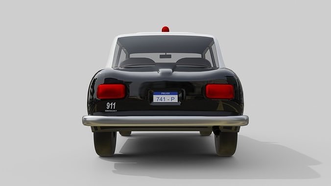 Vintage Police Car Game-Ready and Render Asset Low-poly 3D model 5