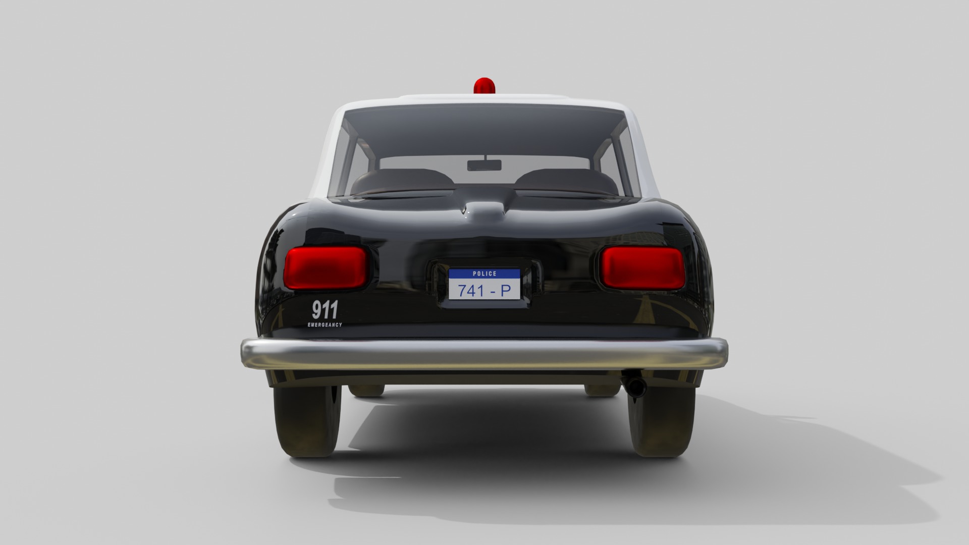 Vintage Police Car Game-Ready and Render Asset Low-poly 3D model_5