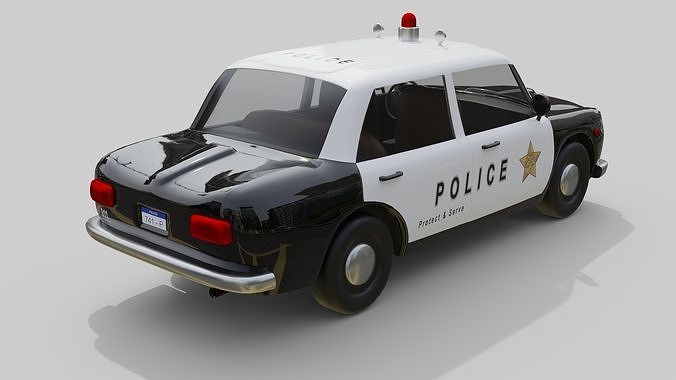 Vintage Police Car Game-Ready and Render Asset Low-poly 3D model 3