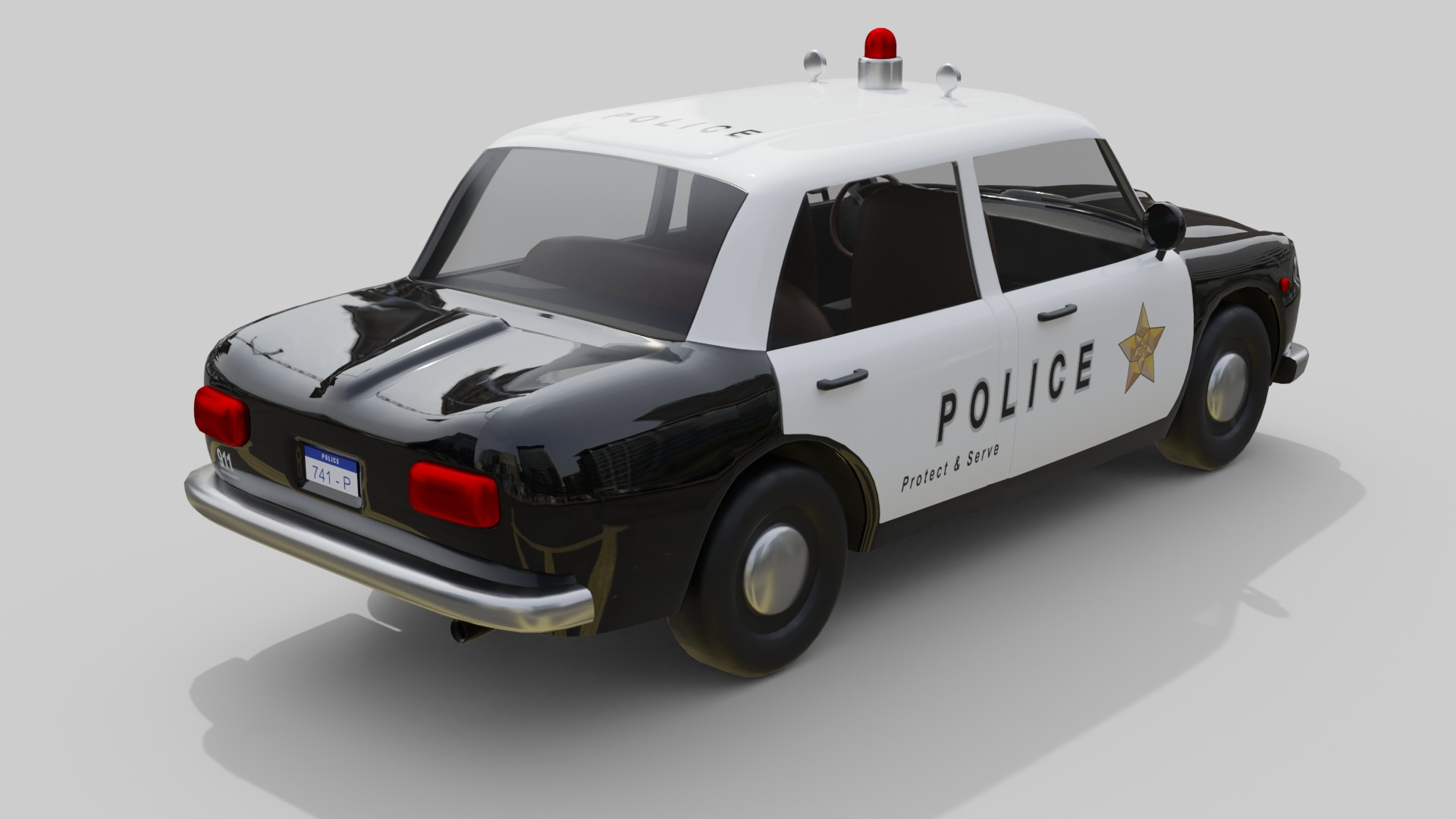 Vintage Police Car Game-Ready and Render Asset Low-poly 3D model_3