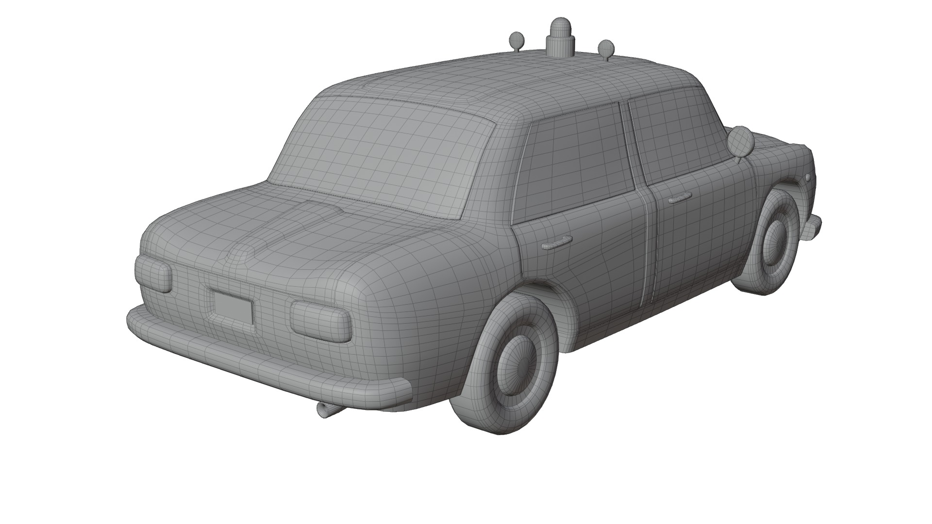 Vintage Police Car Game-Ready and Render Asset Low-poly 3D model_12