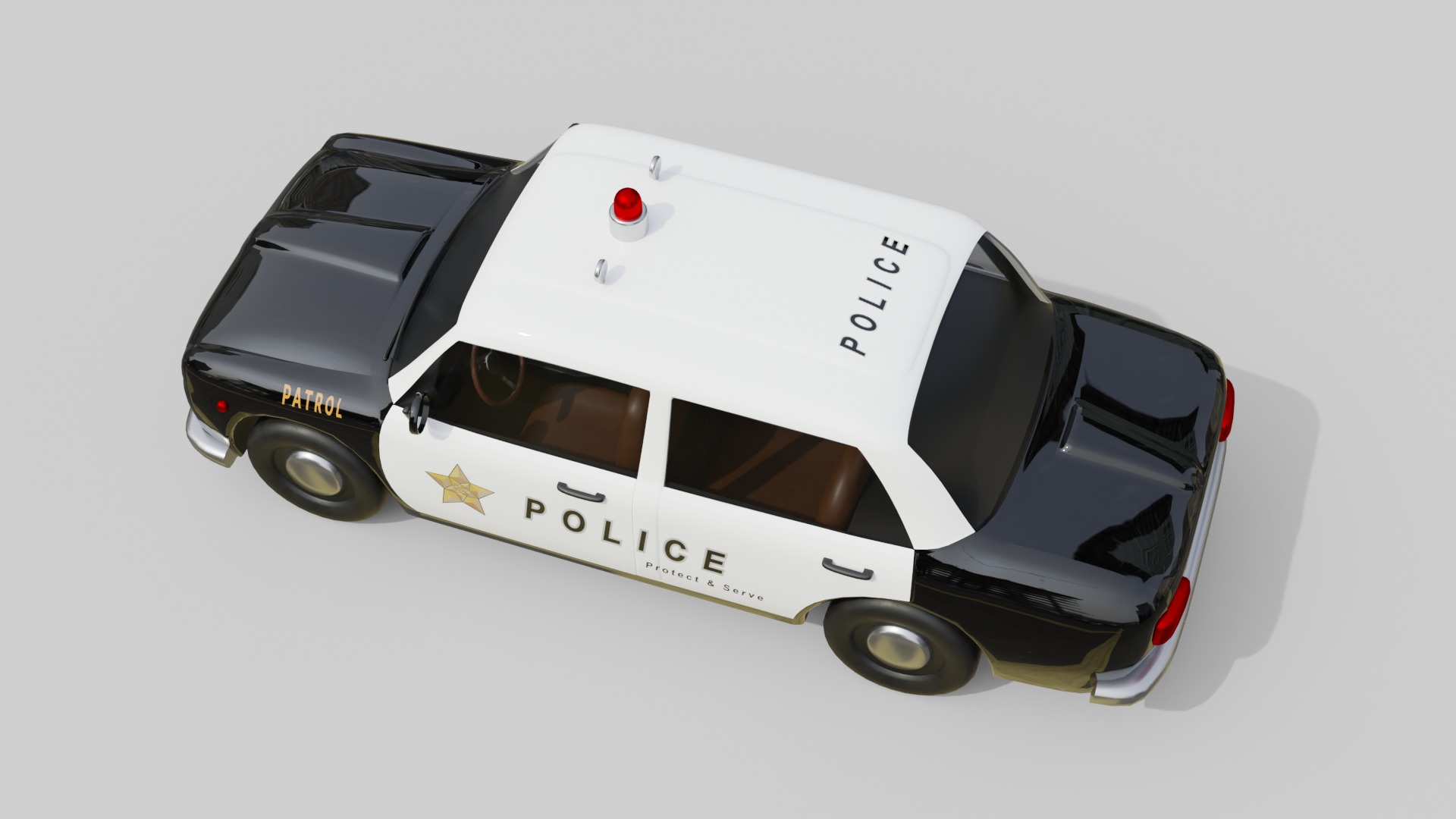 Vintage Police Car Game-Ready and Render Asset Low-poly 3D model_10