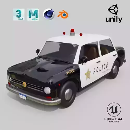 Vintage Police Car Game-Ready and Render Asset Low-poly 3D model