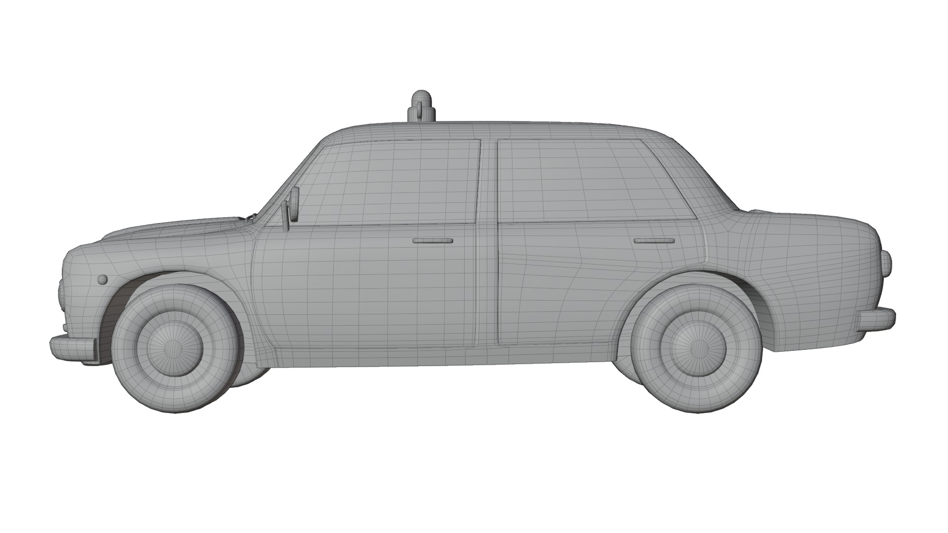 Vintage Police Car Game-Ready and Render Asset Low-poly 3D model_15