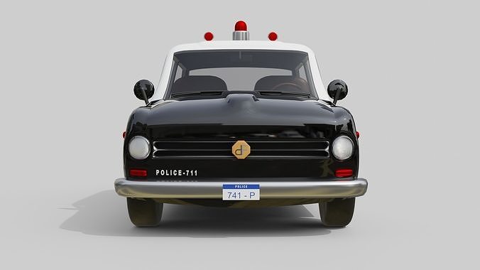Vintage Police Car Game-Ready and Render Asset Low-poly 3D model 4