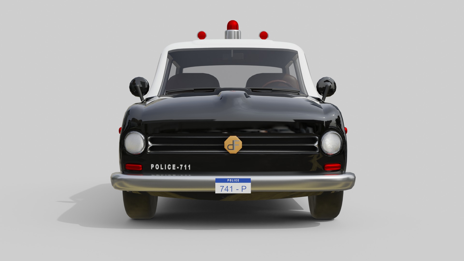 Vintage Police Car Game-Ready and Render Asset Low-poly 3D model_4