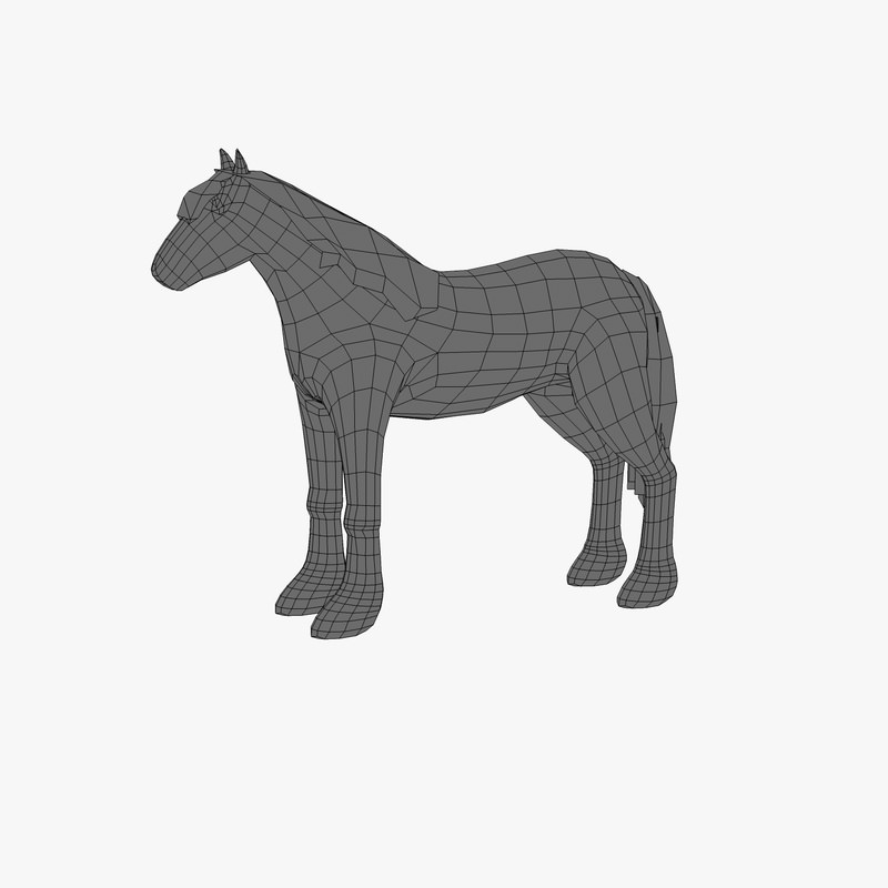 Heavy draft horse Low-poly 3D model_4
