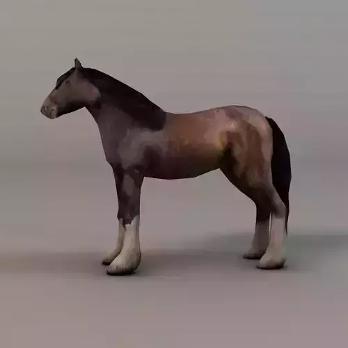 Heavy draft horse Low-poly 3D model