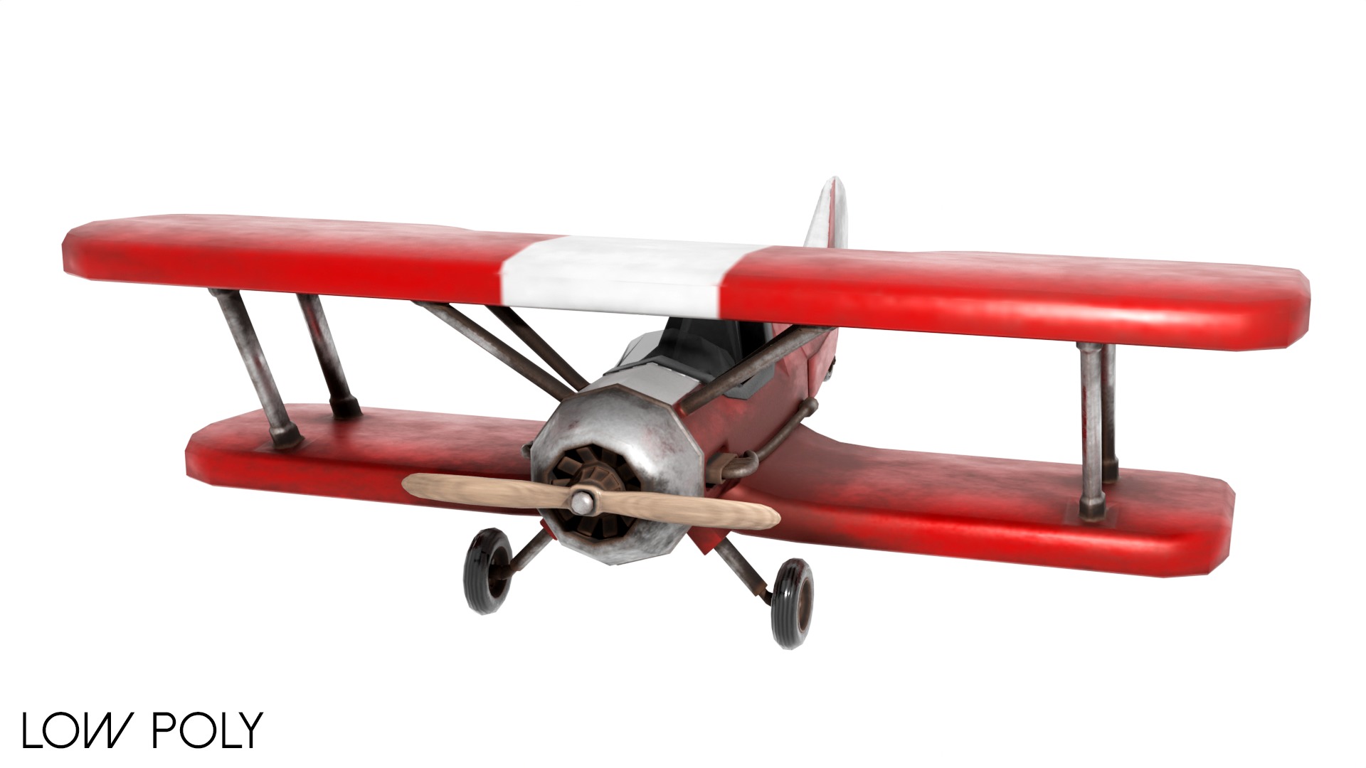 Modern Biplane Low-poly 3D model_10