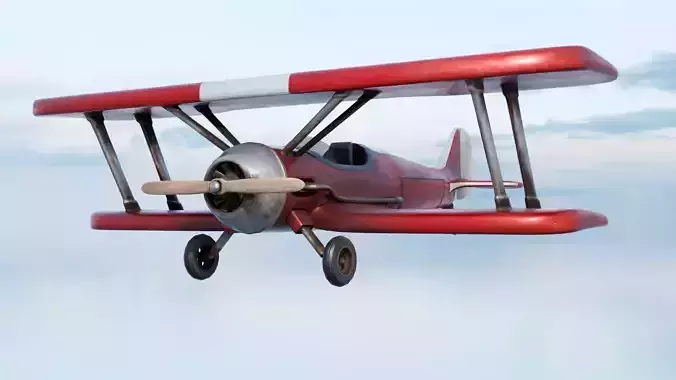 Modern Biplane Low-poly 3D model