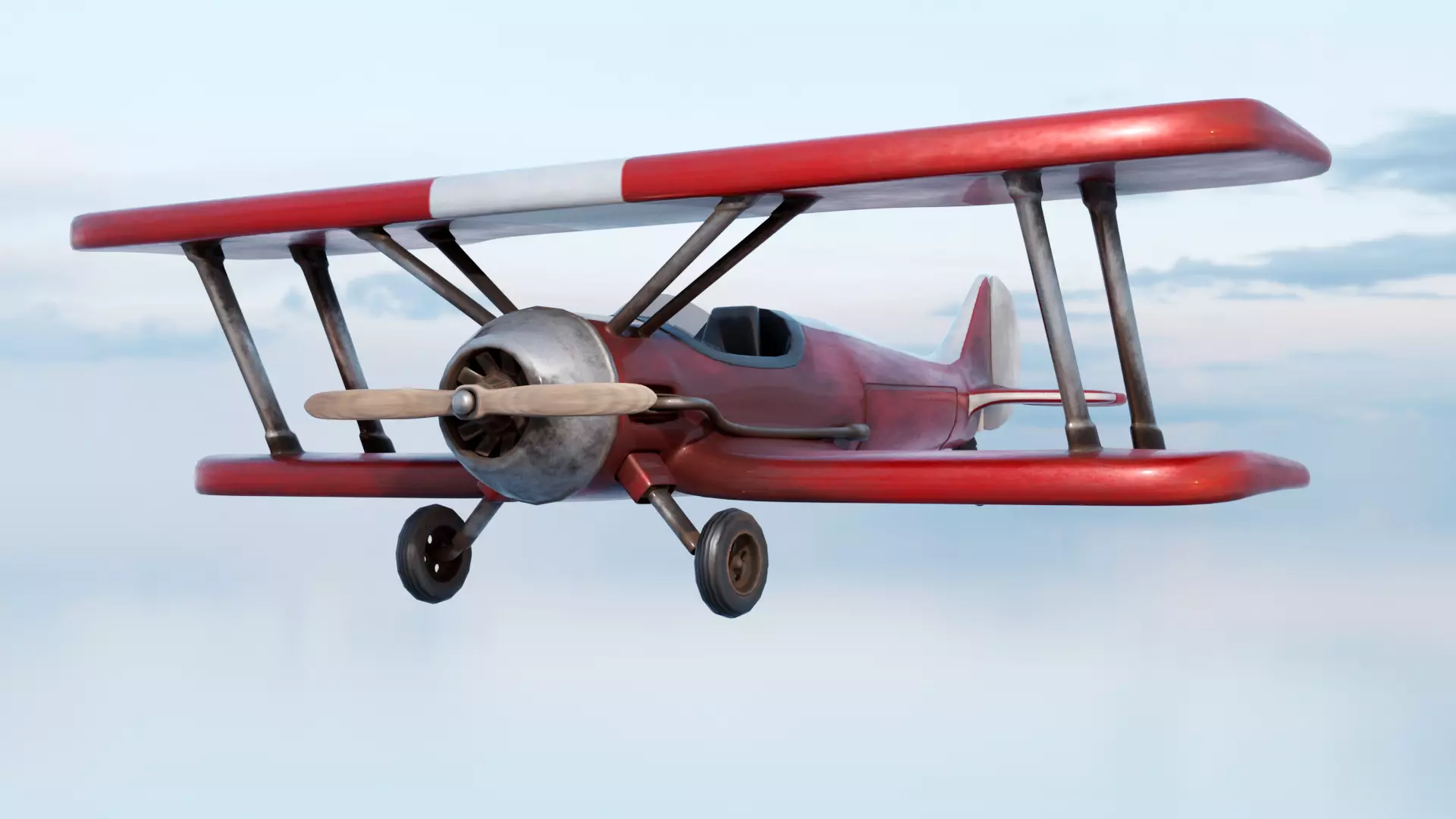 Modern Biplane Low-poly 3D model_0