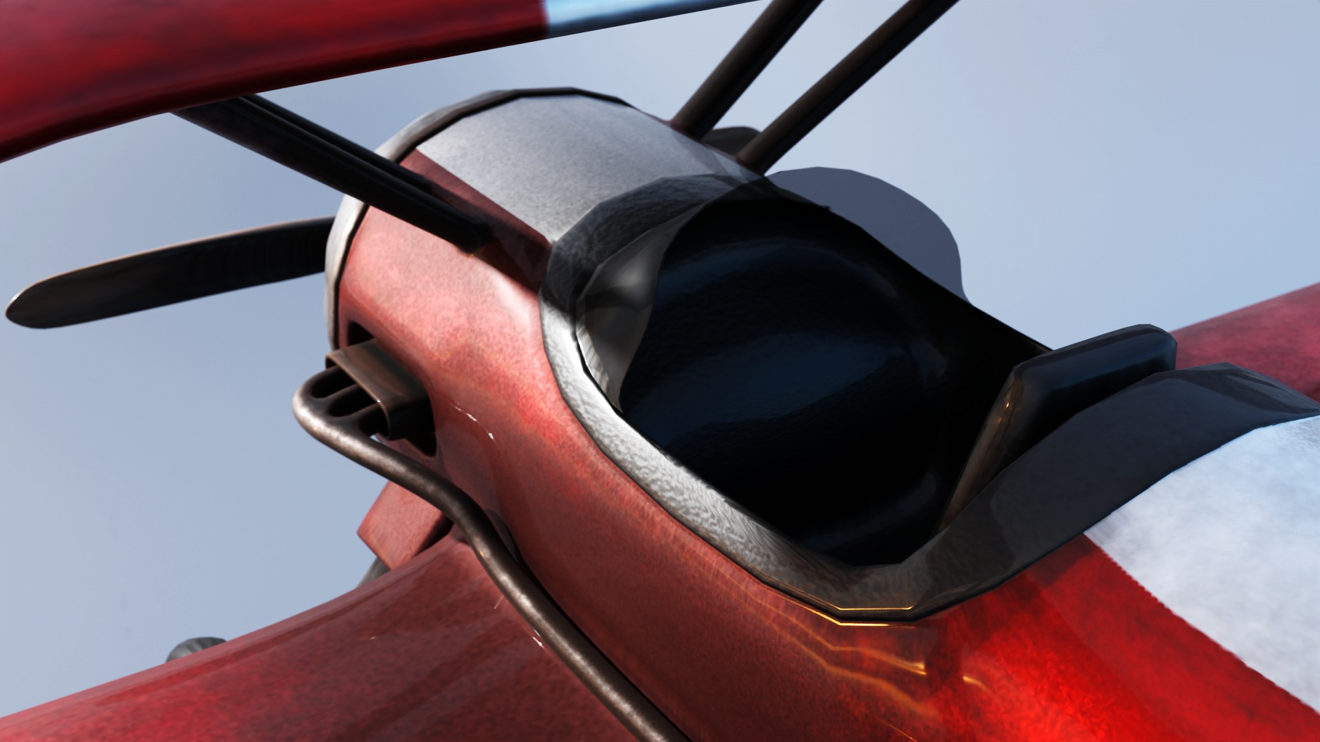 Modern Biplane Low-poly 3D model_6