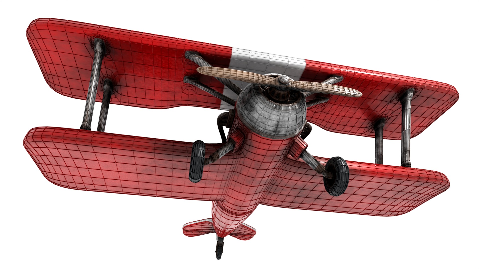 Modern Biplane Low-poly 3D model_17