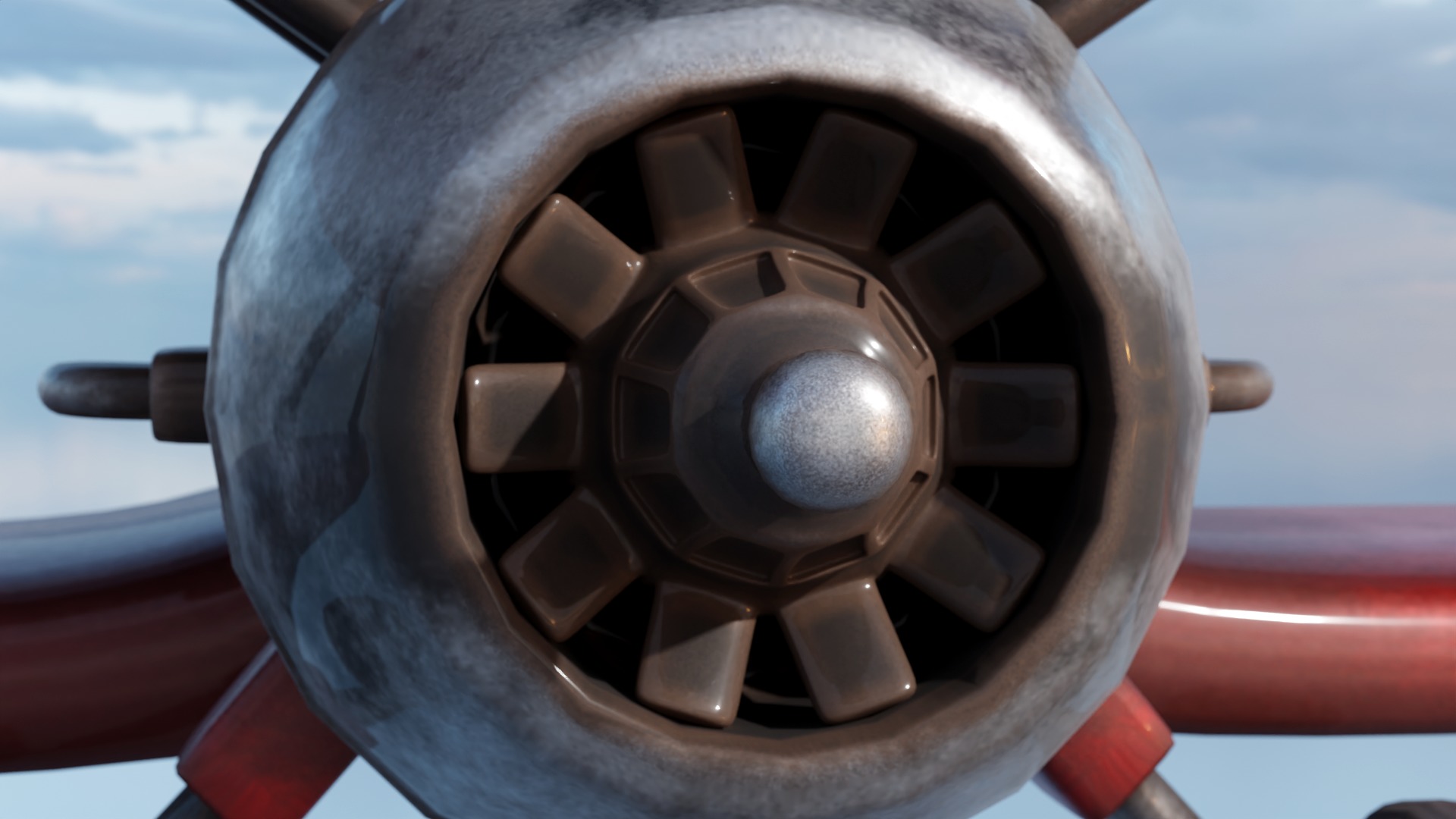 Modern Biplane Low-poly 3D model_7