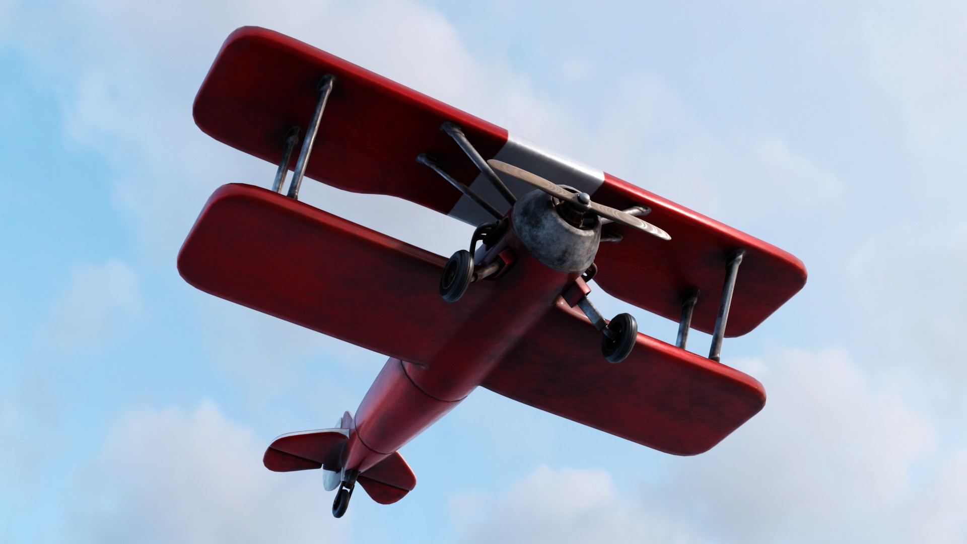 Modern Biplane Low-poly 3D model_3