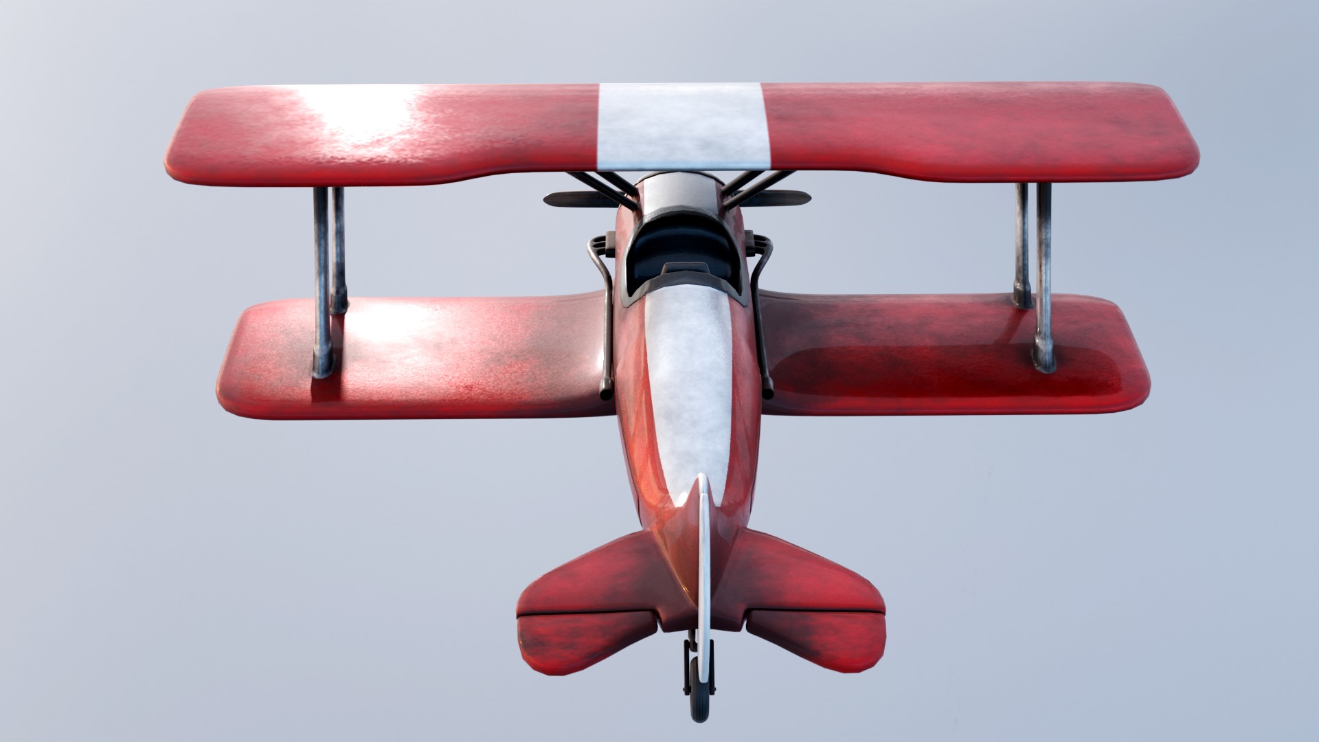 Modern Biplane Low-poly 3D model_4