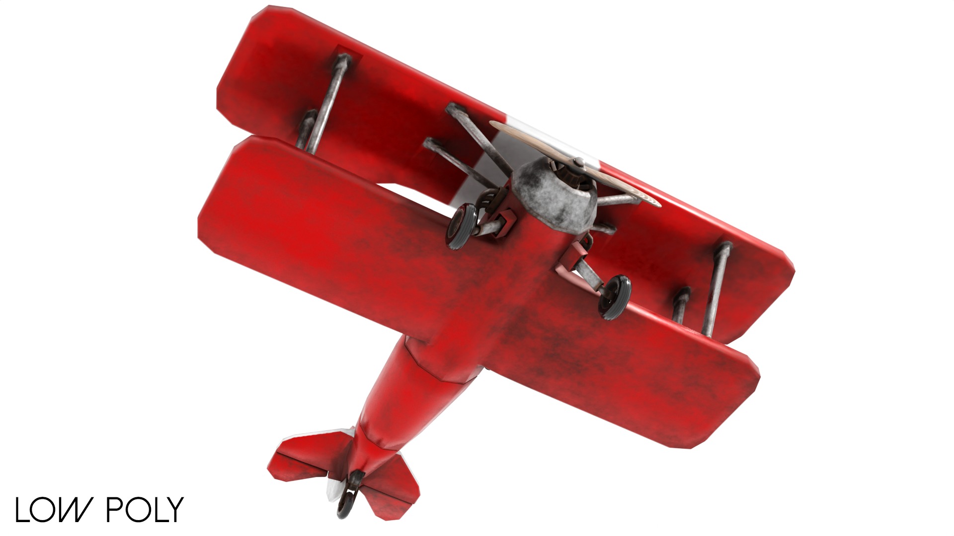 Modern Biplane Low-poly 3D model_13