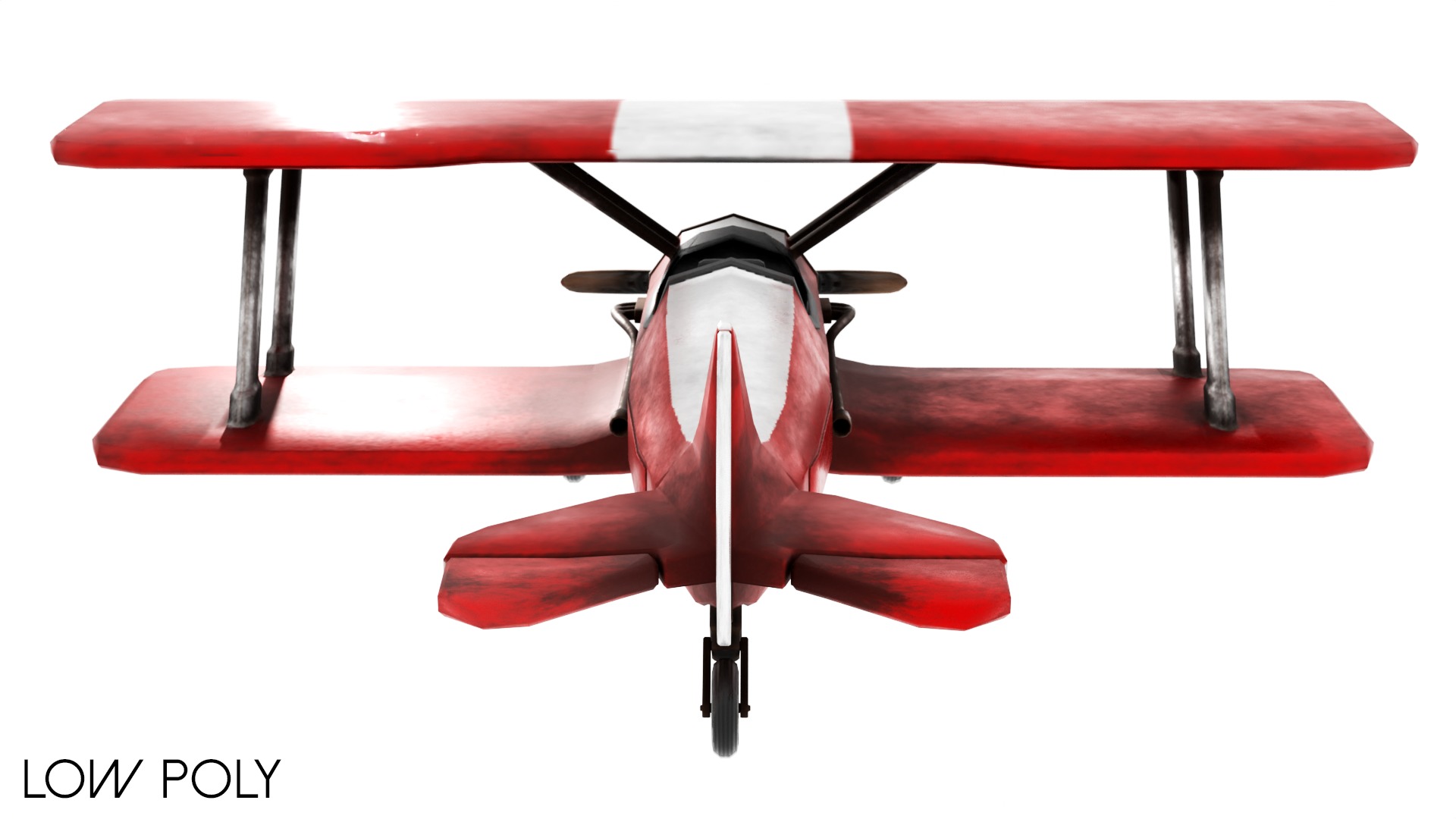 Modern Biplane Low-poly 3D model_14