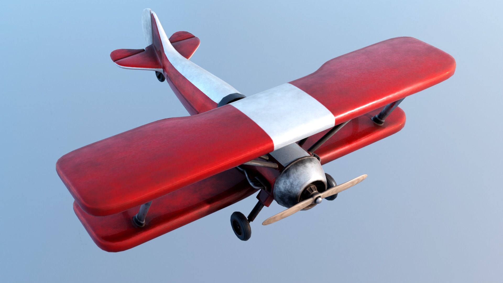 Modern Biplane Low-poly 3D model_2