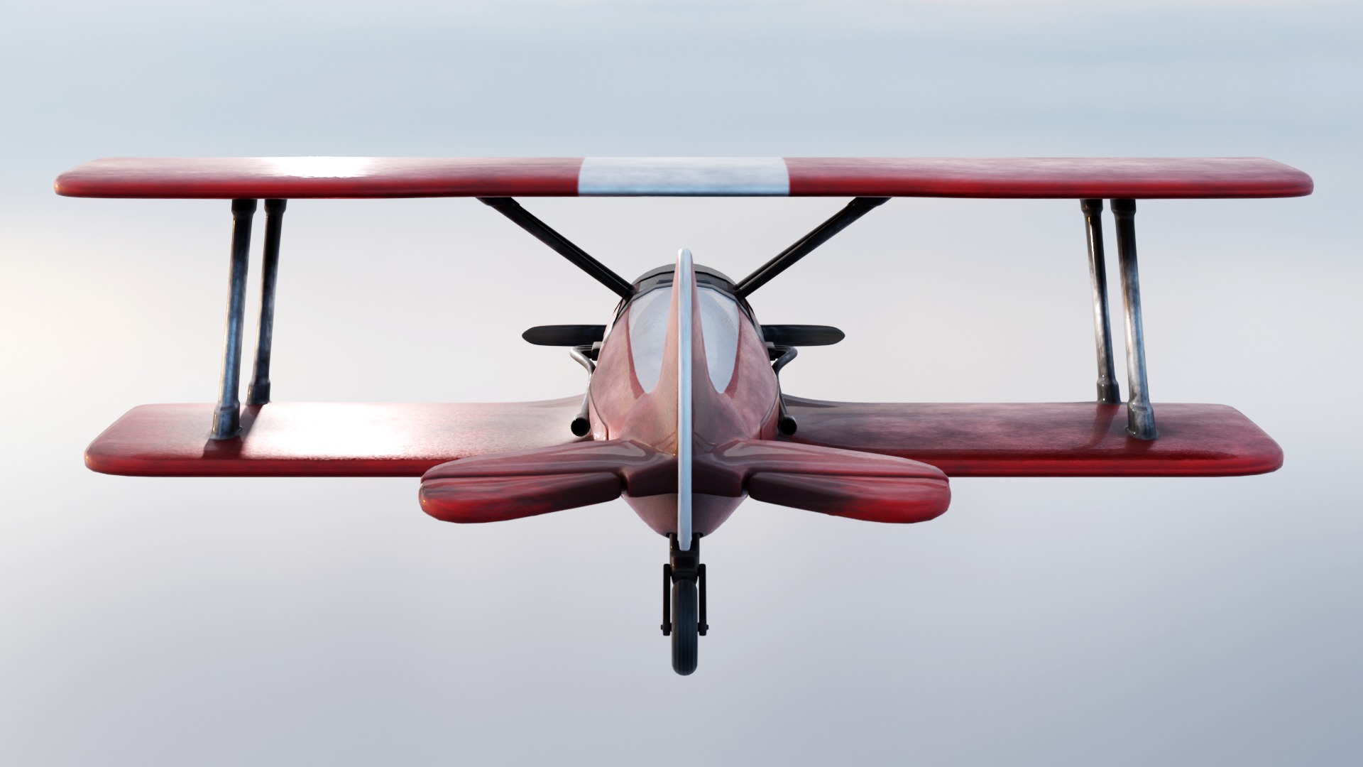 Modern Biplane Low-poly 3D model_9