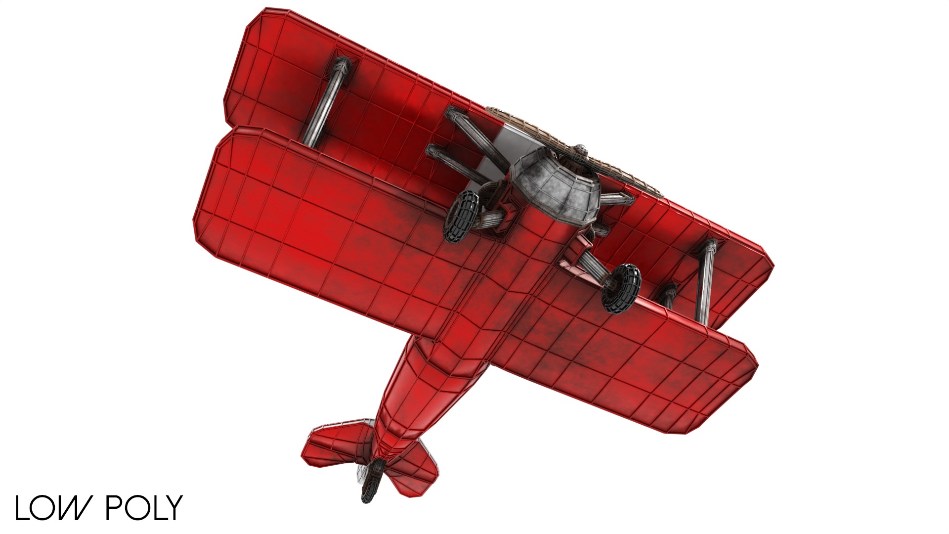 Modern Biplane Low-poly 3D model_20