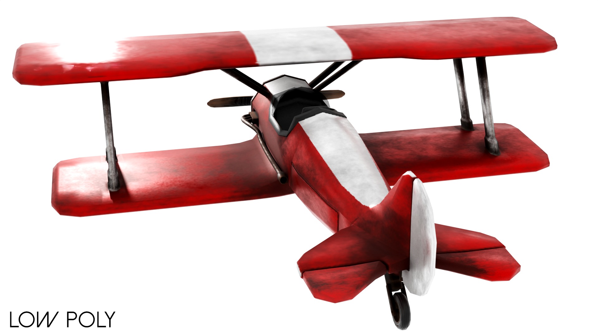 Modern Biplane Low-poly 3D model_11