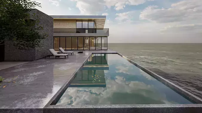 Luxurious Villa with Infinity Pool and Sea View - Lumion Ready