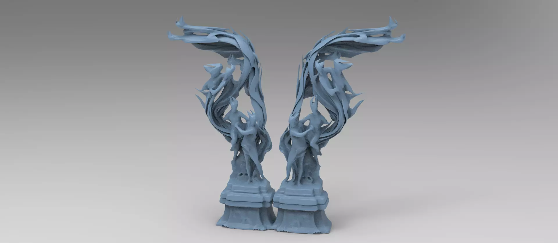 Dantes Inferno Fire dance pillars Low-poly 3D model_0