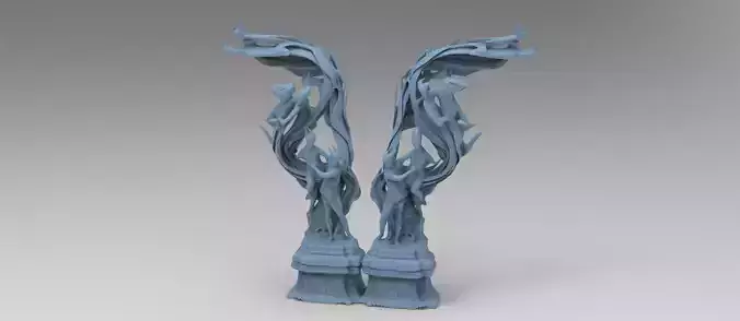 Dantes Inferno Fire dance pillars Low-poly 3D model