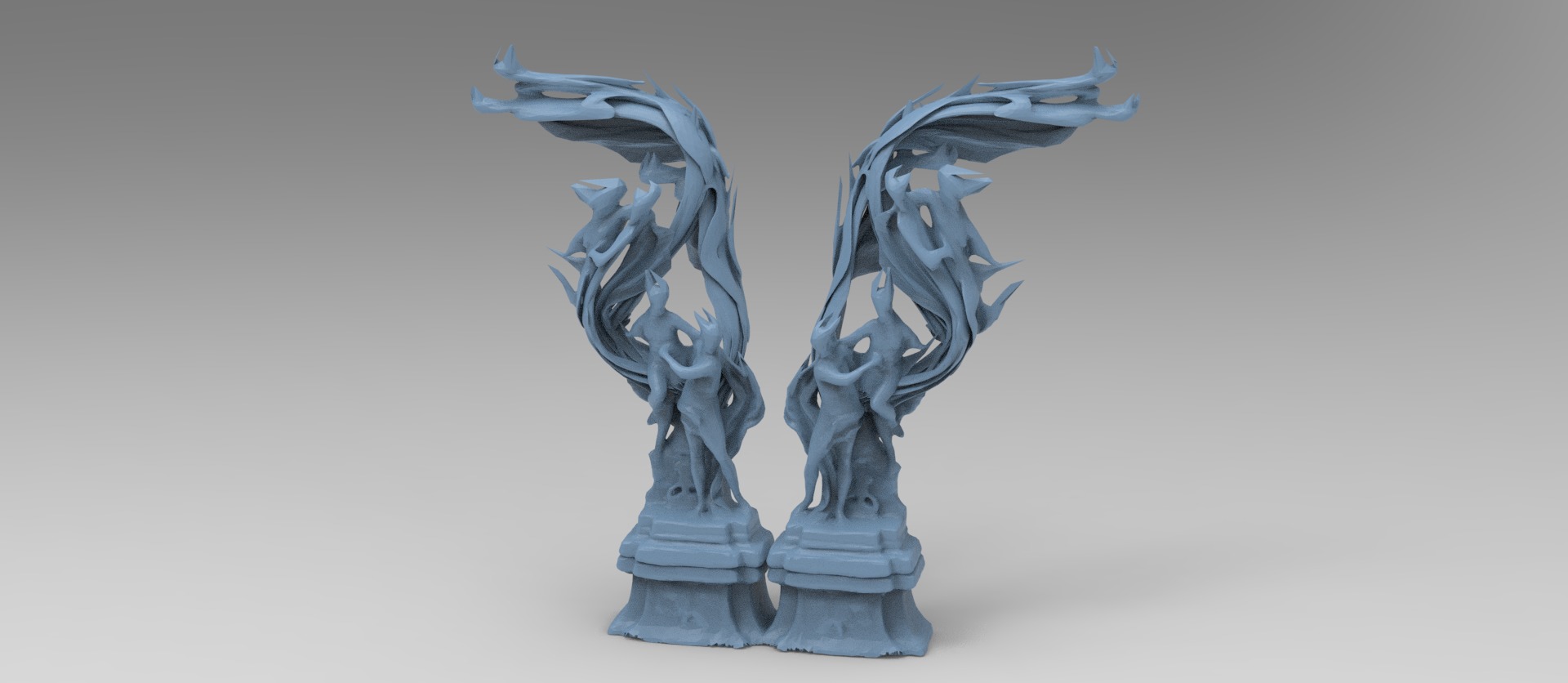 Dantes Inferno Fire dance pillars Low-poly 3D model_1