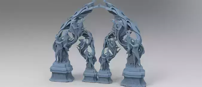 Dantes Inferno Fire dance pillars 2  Low-poly 3D model