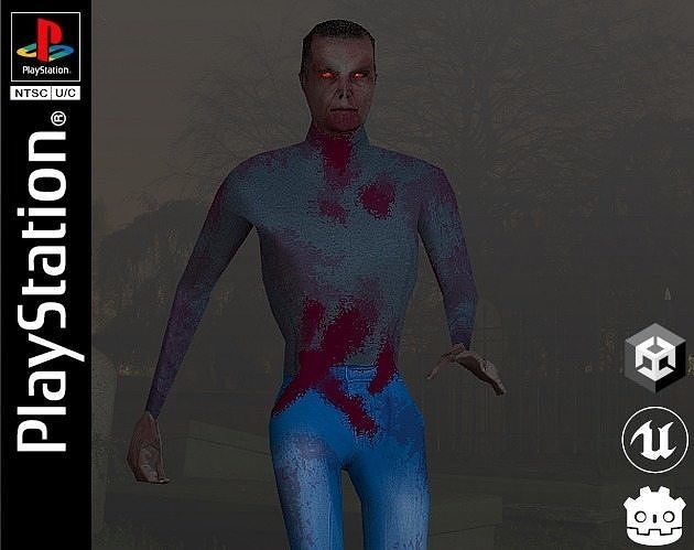 PSX - PS1 -Style Low Poly Zombie - Fully Rigged 3D Model Free low-poly 3D model