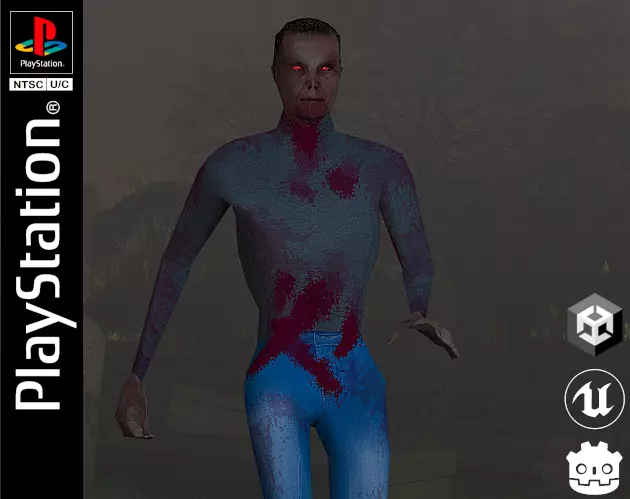 PSX - PS1 -Style Low Poly Zombie - Fully Rigged 3D Model Free low-poly 3D model_0
