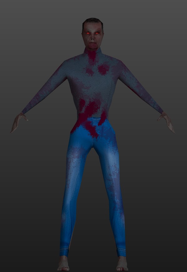 PSX - PS1 -Style Low Poly Zombie - Fully Rigged 3D Model Free low-poly 3D model_4
