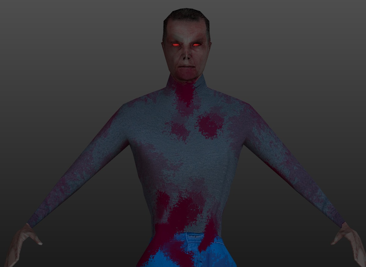 PSX - PS1 -Style Low Poly Zombie - Fully Rigged 3D Model Free low-poly 3D model_8