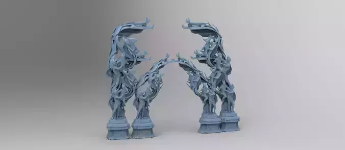 Dantes Inferno Fire dance pillars 6  Low-poly 3D model