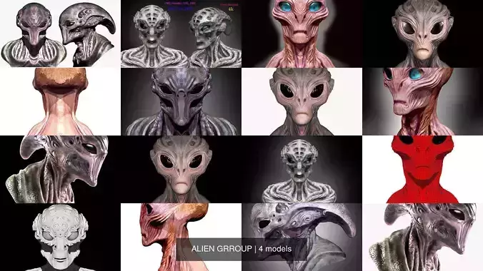 ALIEN GRROUP 3D Model Collection