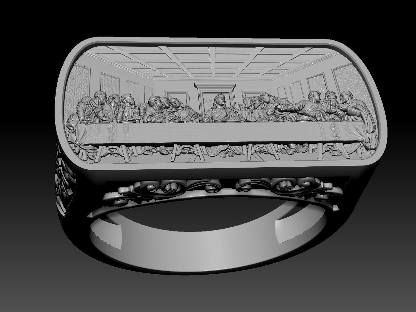 Last Supper pattern ring 3D print model_13