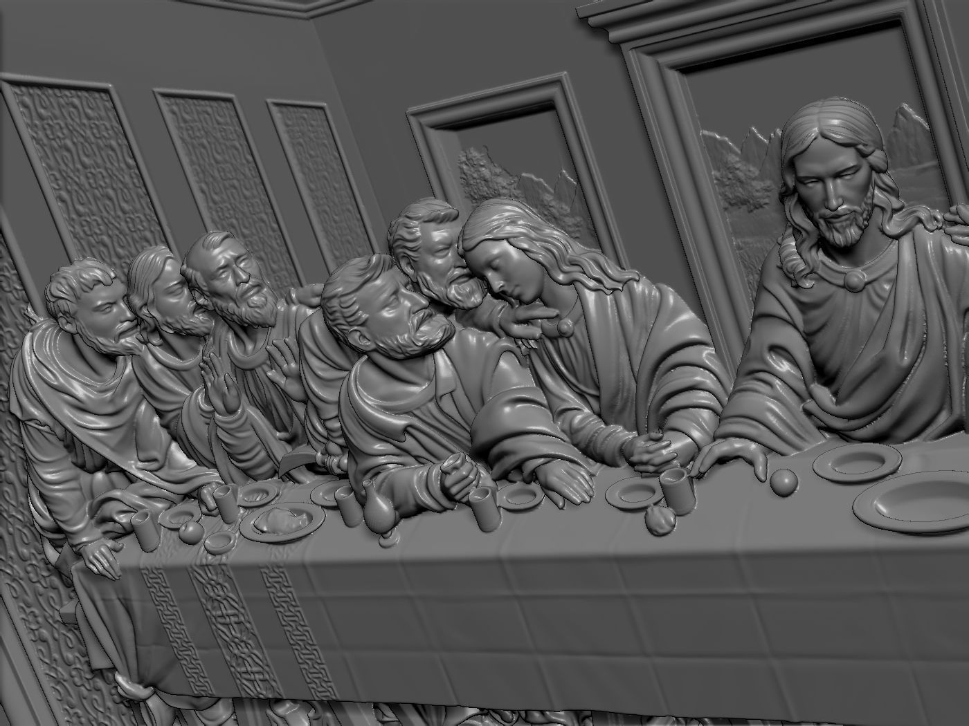 Last Supper pattern ring 3D print model_12