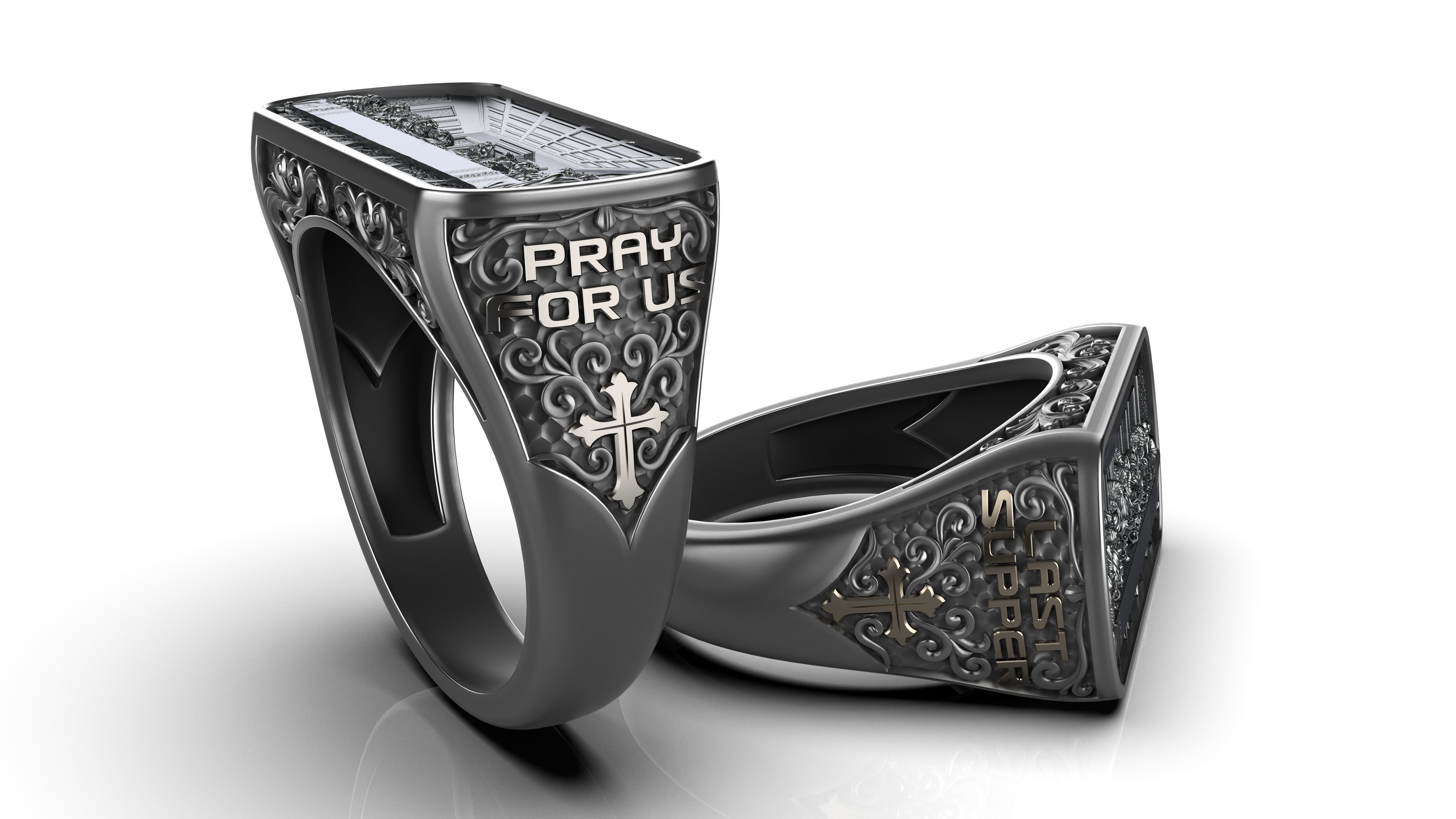 Last Supper pattern ring 3D print model_1