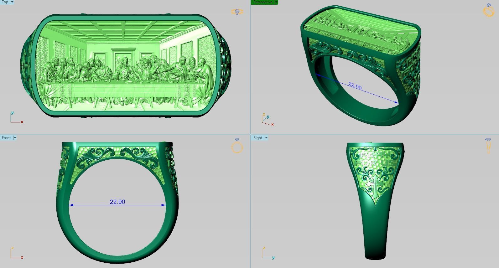 Last Supper pattern ring 3D print model_8