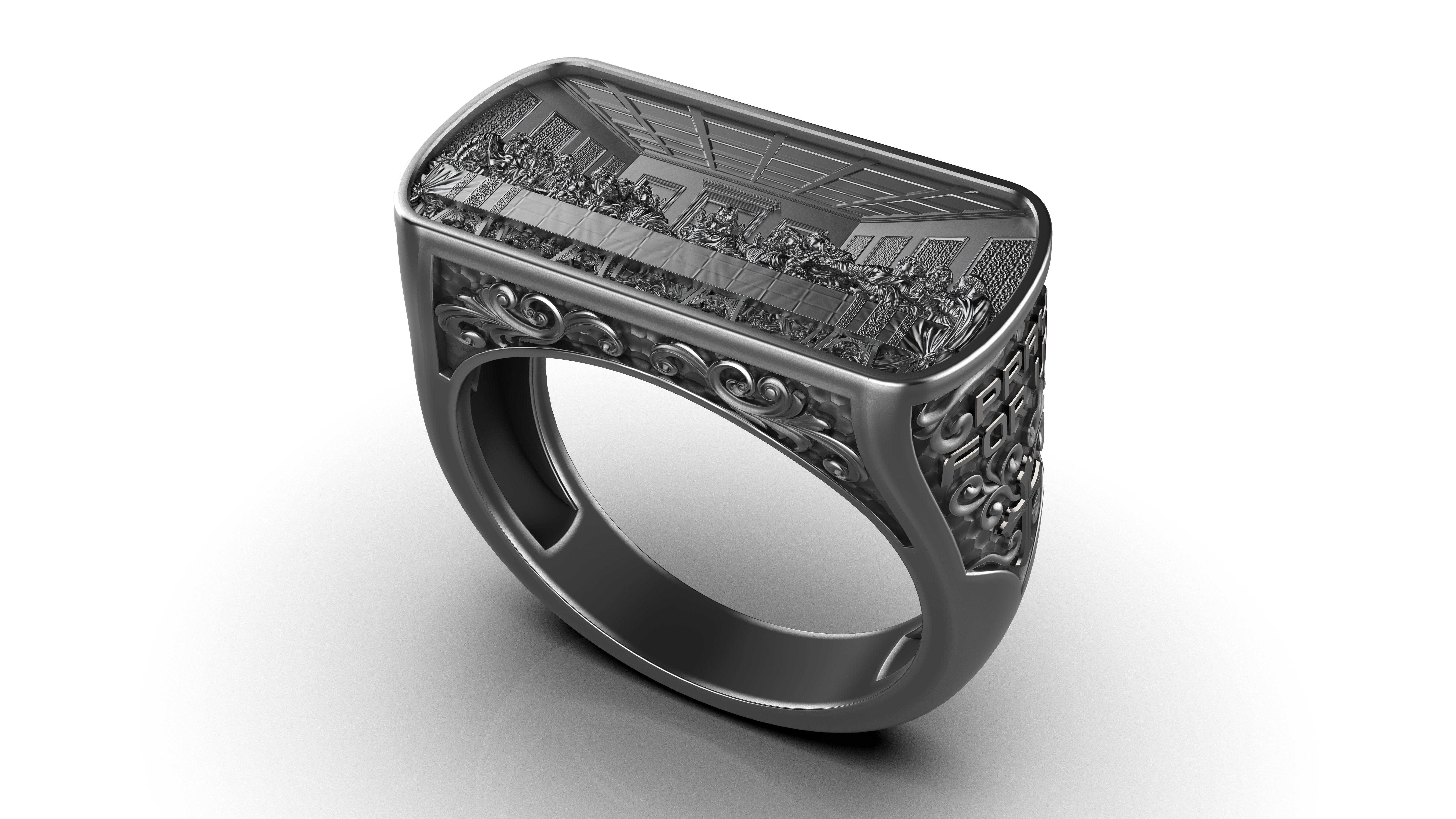 Last Supper pattern ring 3D print model_4