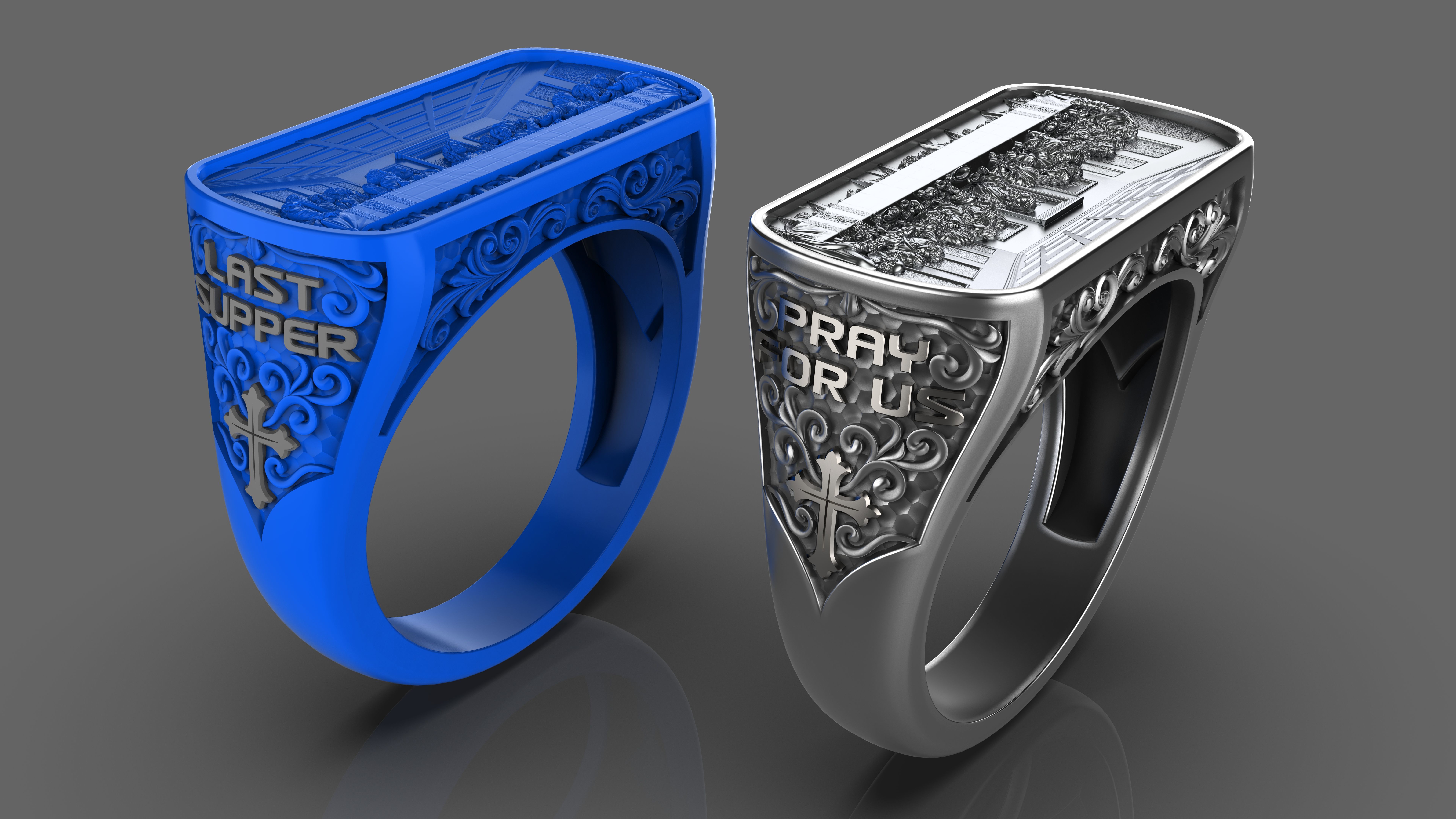 Last Supper pattern ring 3D print model_6
