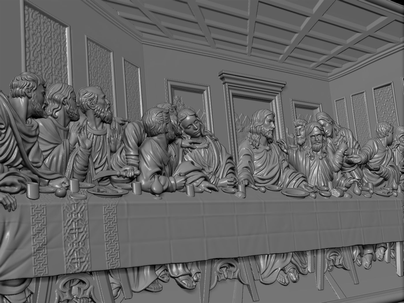 Last Supper pattern ring 3D print model_11