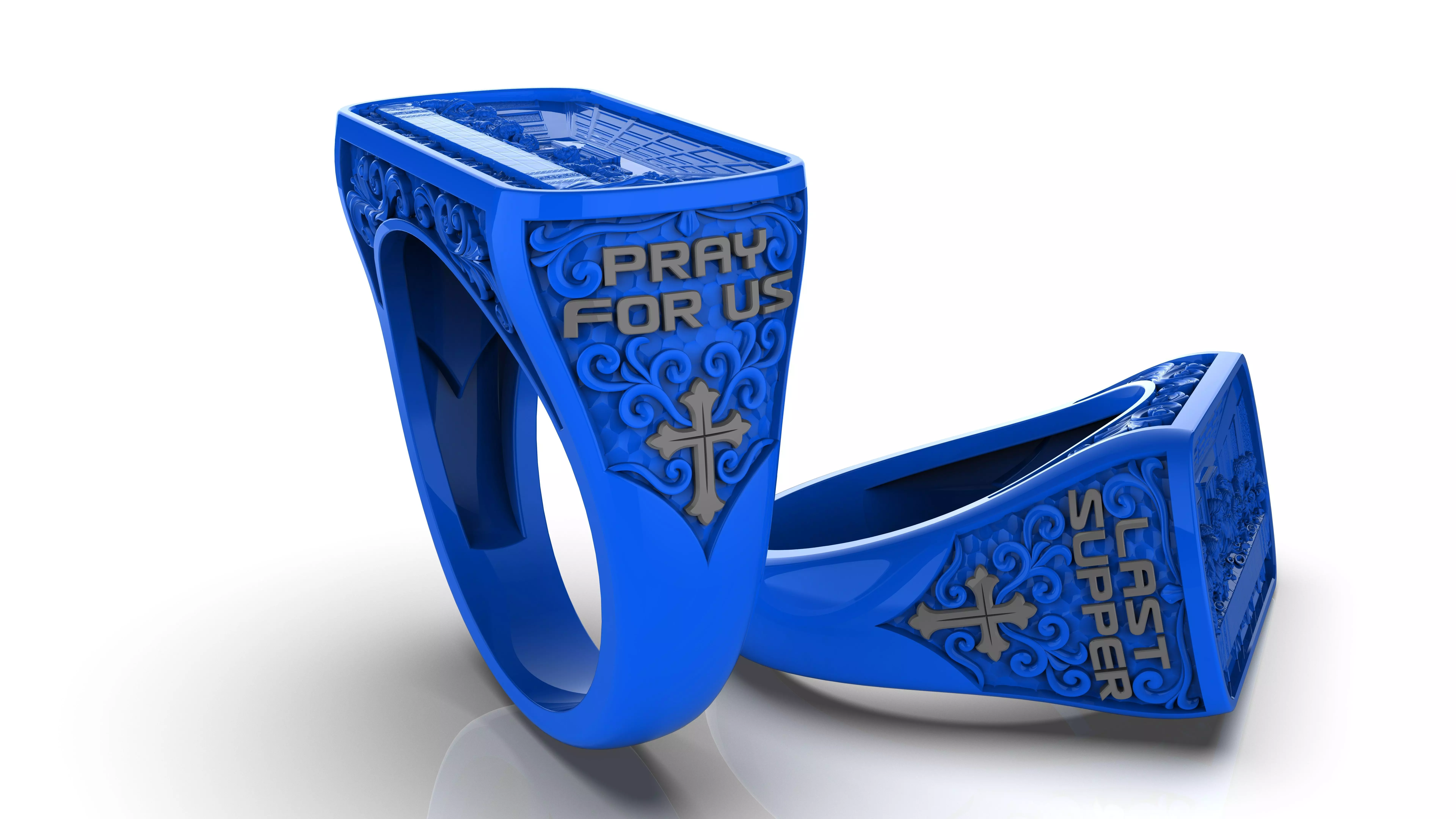 Last Supper pattern ring 3D print model_0